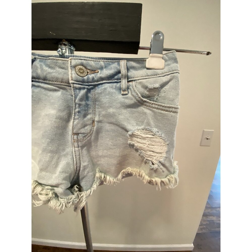 Hollister Women's Jr Size 1 Blue Shorts 28X2” Distressed Stretch Jean - Picture 3 of 10
